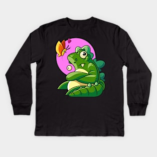 Unamused Godzilla Kids Long Sleeve T-Shirt